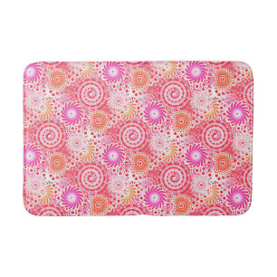 Fractal swirl pattern, coral, pink and cream bath mat