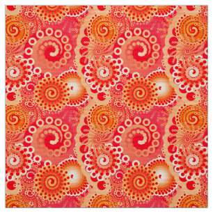 Fractal Swirl pattern, Coral Pink and Peach Fabric