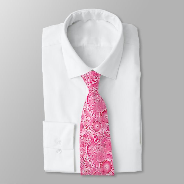 Fractal swirl pattern, deep fuchsia pink tie (Tied)
