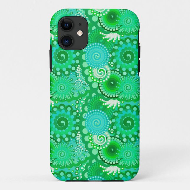 Fractal swirl pattern, jade, turquoise, aqua Case-Mate iPhone case (Back)