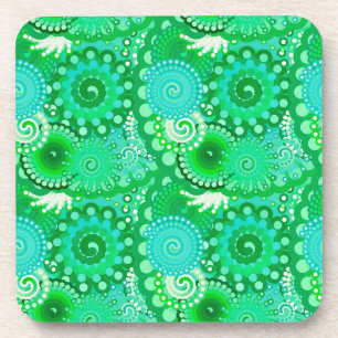 Fractal swirl pattern, jade, turquoise, aqua coaster