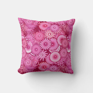 Fractal Swirl Pattern, Magenta, Pink and Burgundy Cushion