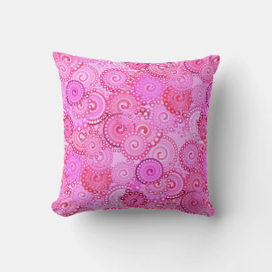 Fractal swirl pattern, pink and fuchsia cushion