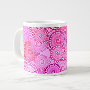 Fractal swirl pattern, pink and fuchsia large coffee mug