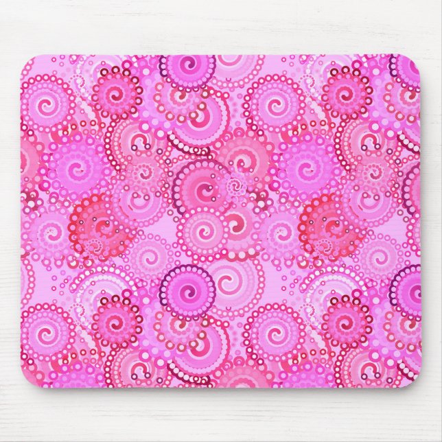 Fractal swirl pattern, pink and fuchsia mouse mat (Front)