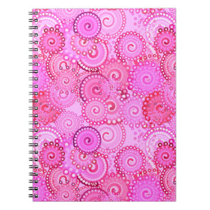 Fractal swirl pattern, pink and fuchsia notebook