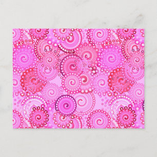 Fractal swirl pattern, pink and fuchsia postcard