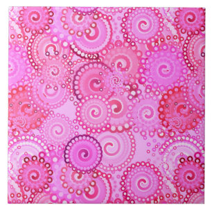 Fractal swirl pattern, pink and fuchsia tile