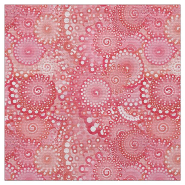 Fractal swirl pattern, pink, coral, peach fabric (Swatch)