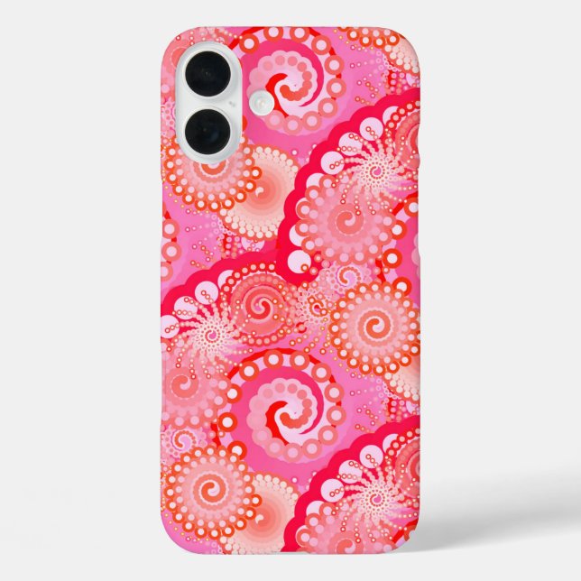 Fractal swirl pattern, pink, fuchsia, coral Case-Mate iPhone case (Back)
