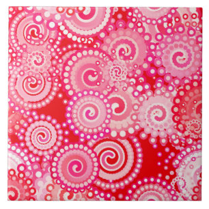 Fractal swirl pattern, red and hot pink tile