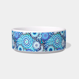 Fractal swirl pattern, shades of blue bowl