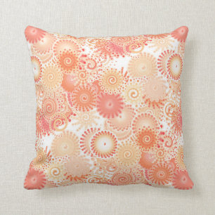 Fractal swirl pattern, shades of coral and peach cushion