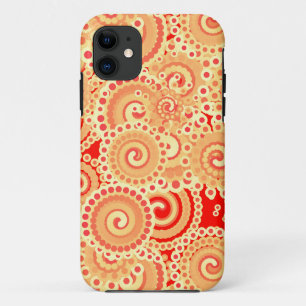 Fractal swirl pattern, shades of coral orange iPhone 11 case