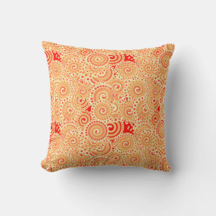 Fractal swirl pattern, shades of coral orange cushion