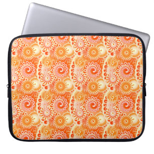 Fractal swirl pattern, shades of coral orange laptop sleeve