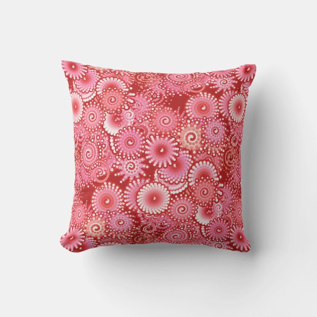 Fractal swirl pattern, shades of deep red cushion (Front)