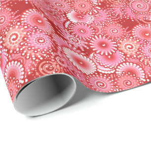 Fractal swirl pattern, shades of deep red wrapping paper