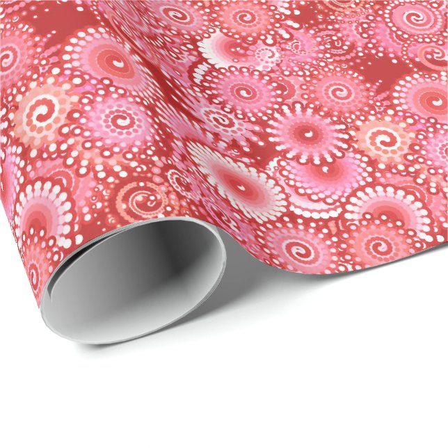 Fractal swirl pattern, shades of deep red wrapping paper (Roll Corner)