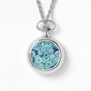 Fractal swirl pattern, shades of denim blue watch