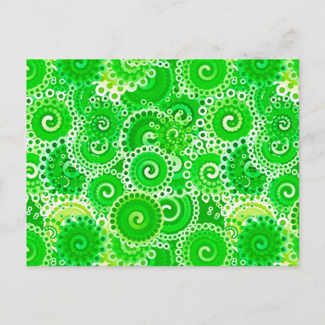 Fractal swirl pattern, shades of emerald green postcard (Front)