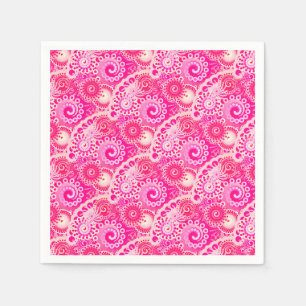 Fractal swirl pattern, shades of fuchsia pink napkin