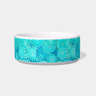 Fractal swirl pattern, shades of ocean blue bowl