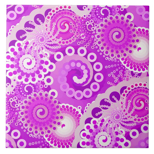 Fractal swirl pattern, shades of orchid tile (Front)