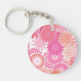 Fractal swirl pattern, shades of pink and coral key ring