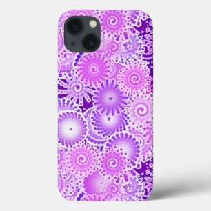 Fractal swirl pattern, shades of purple iPhone 13 case