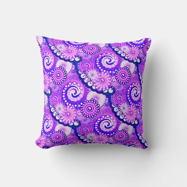 Fractal swirl pattern, shades of purple cushion (Front)