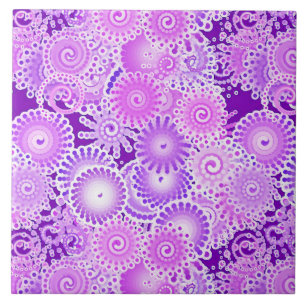 Fractal swirl pattern, shades of purple tile