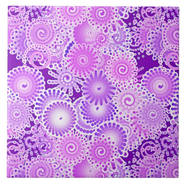 Fractal swirl pattern, shades of purple tile (Front)