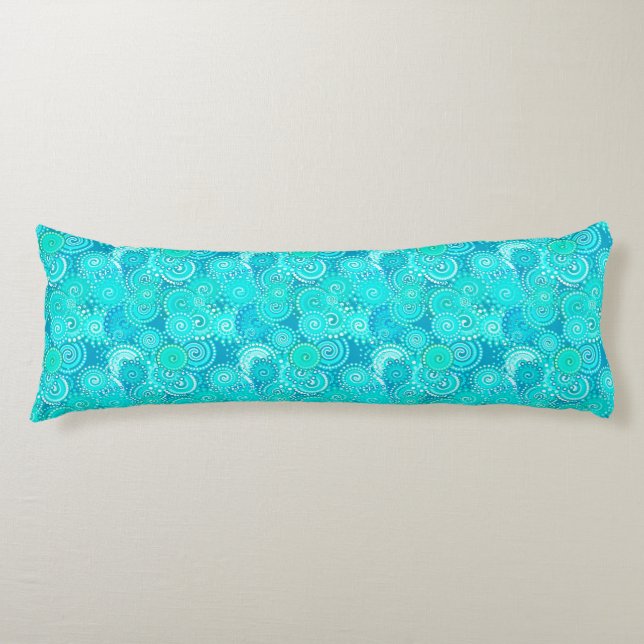 Fractal swirl pattern, shades of turquoise body cushion (Front)