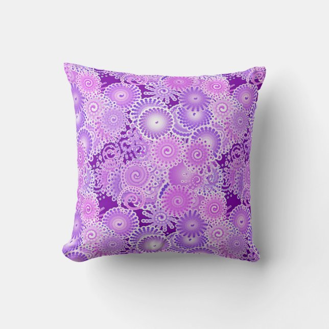 Fractal swirl pattern, shades of violet cushion (Front)