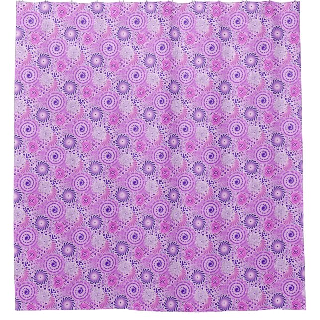 Fractal swirl pattern, violet, orchid shower curtain (Front)