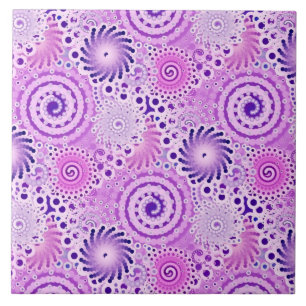 Fractal swirl pattern, violet, orchid tile
