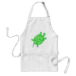 Fractal swirl turtle - lime and emerald green standard apron