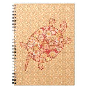 Fractal swirl turtle - shades of mandarin orange notebook