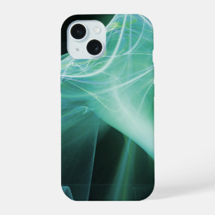 FRACTAL SWIRLS IN BLUE TURQOISE GREEN TEAL iPhone 15 CASE