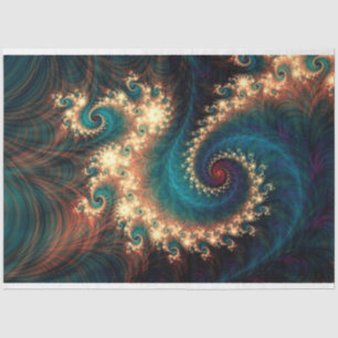 Fractal Teal Fantasy Spiral Abstract 26 Decoupage  Tissue Paper