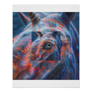 Fractal Unicorn Eye Close-Up Portrait Poster