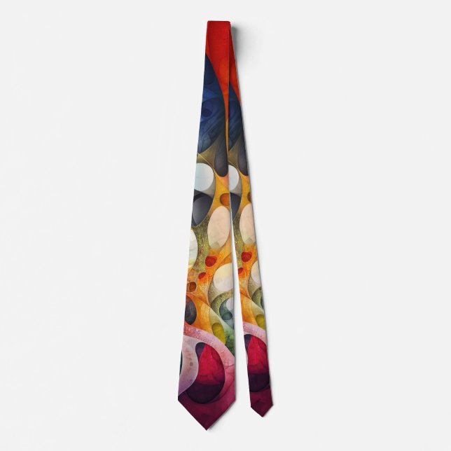 Fractal Universe Red Yellow Tie (Front)