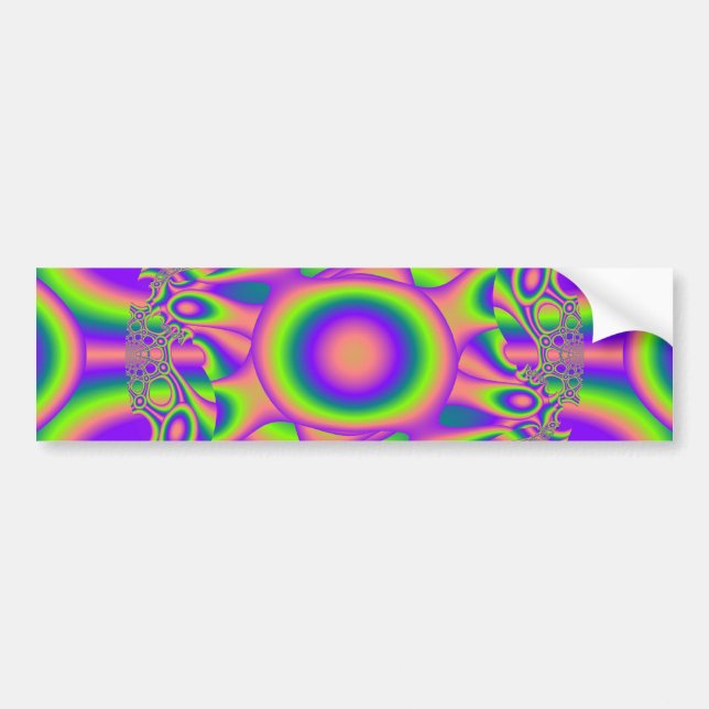 Fractal Warp Purple Green Psychedelic Bumper Sticker (Front)