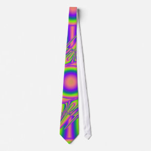 Fractal Warp Purple Green Psychedelic Tie
