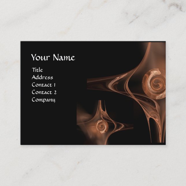FRACTAL WAVES black bright brown Business Card (Front)