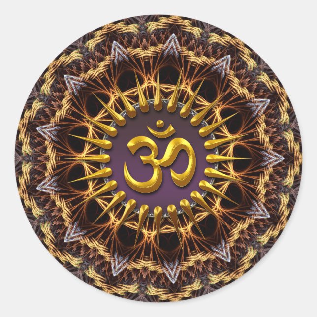 Fractal Weave Golden (Aum) Symbol Sticker (Front)