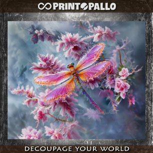 Fractal whimsical Dragonfly & alien flowers world Tissue Paper