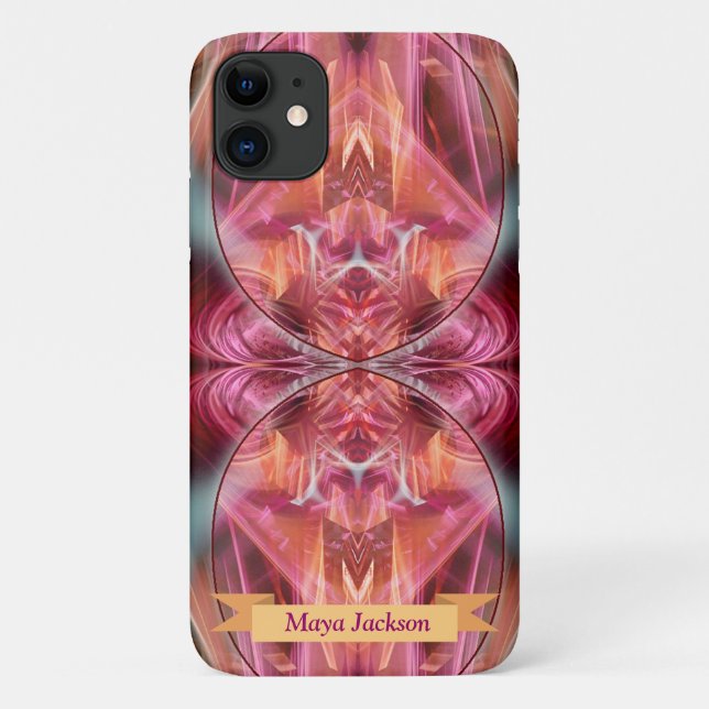 Fractal Whispers w/ Custom Name Case-Mate iPhone Case (Back)