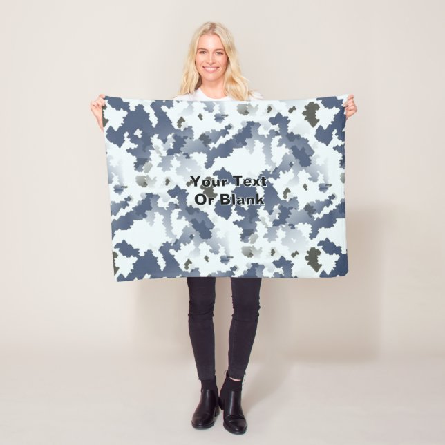 Fractal Winter Camouflage Fleece Blanket (In Situ)